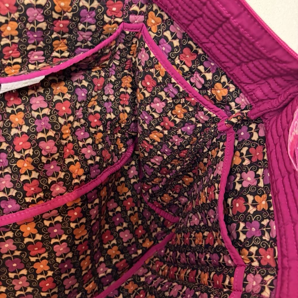 Vera Bradley Large Pink Zip Top Tote Bag Lined Inner Pockets Detachable Strap - Picture 14 of 14